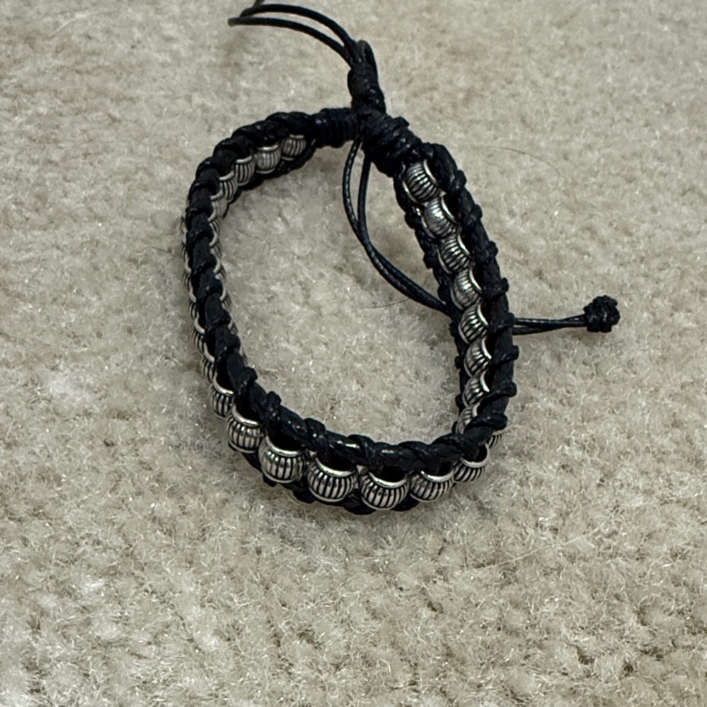 Black and Silver Braided Men's Bracelet